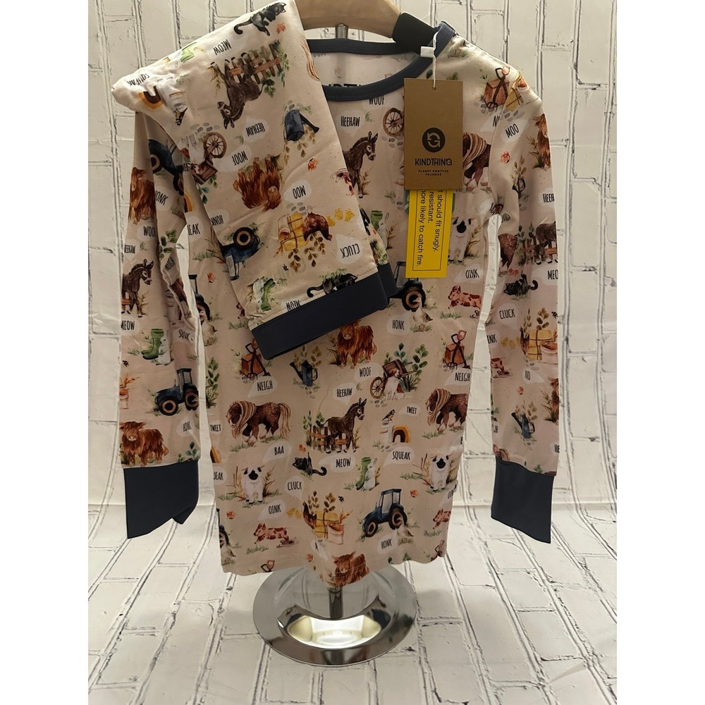 *NEW* Wildwoven Kindthing 9-10 Years Modal Farm Sounds 2 Piece Long PJ Set